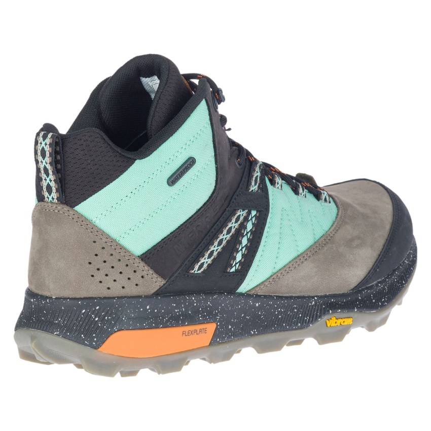 Chaussures Randonnée Merrell Zion Mid Waterproof X Unlikely Grise/Turquoise Homme | S.I.DKJM